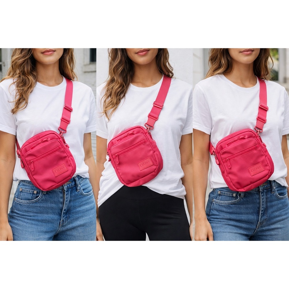 NWT Calpak Stevyn‎ Mini Crossbody Bag Dragon Fruit Pink Adjustable Travel Preppy